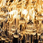 Люстра подвесная с прозрачными стеклянными подвесками в форме капель Диаметр 80 см Droplet Chandelier варинант исполнения - 17 | Loft Concept в Новосибирске