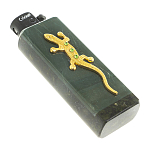 Зажигалка газовая из натурального камня Офиокальцит с декоративной металлической вставкой в виде ящерицы Metal Stone Lighters варинант исполнения - 3 | Loft Concept в Новосибирске