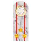 Часы погон МВД подарочные настольные из натурального камня Мрамор Military Clock варинант исполнения - 7 | Loft Concept в Новосибирске