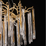 Люстра подвесная золотого цвета с разветвленными ветвями и прозрачными стеклянными подвесками Droplet Chandelier варинант исполнения - 6 | Loft Concept в Новосибирске
