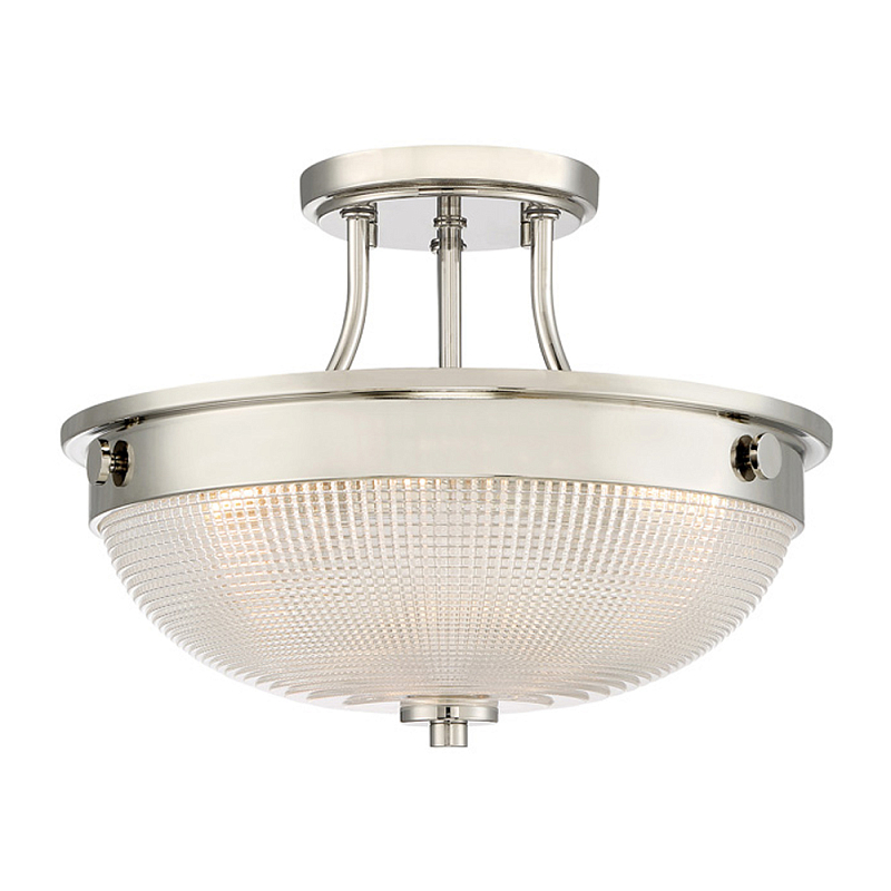 Потолочный светильник со стеклянным плафоном в виде купола Quoizel Серебряный Бронза Прозрачное Стекло Латунь в Новосибирске | Loft Concept 