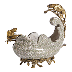 Чаша для фруктов из фарфора бронзовыми фигурками леопардов Eden Garden варинант исполнения - 1 | Loft Concept в Новосибирске