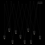 Подвесной светильник черными плафонами на длинных пересекающихся тросах Construction варинант исполнения - 8 | Loft Concept в Новосибирске