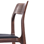 Стул деревянный с мягким сиденьем из черной натуральной кожи Moon Walnut Furniture варинант исполнения - 8 | Loft Concept в Новосибирске