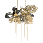 Люстра подвесная с 18-ю стеклянными плафонами с вертикальными подвесками Gilded Mirage  варинант исполнения - 7 | Loft Concept в Новосибирске