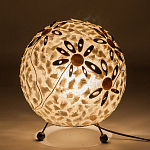 Настольная лампа из перламутра на металлическом каркасе Indonesian Ball варинант исполнения - 4 | Loft Concept в Новосибирске