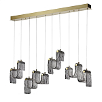 Подвесной светильник линейный с плафонами волнистой формы из фактурного стекла Big Wave варинант исполнения - 1 | Loft Concept в Новосибирске