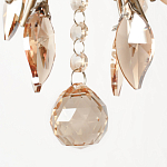 Люстра подвесная круглая с тканевым полупрозрачным абажуром и подвесками 4 лампы Gilded Elegance варинант исполнения - 6 | Loft Concept в Новосибирске