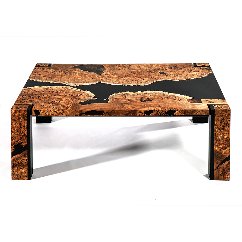 Кофейный Стол River in Autumn Elm Resin Coffee Table Охра Черный в Новосибирске | Loft Concept 
