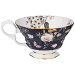 Чайный набор из фарфора темно-синий с рисунком цветов на 6 персон 12 предметов 280 мл Garden Whisper Porcelain Set  варинант исполнения - 3 | Loft Concept в Новосибирске