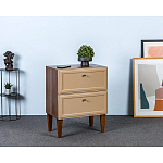 Тумба прикроватная бежевая из массива бука с 2-мя ящиками Wenge Light варинант исполнения - 5 | Loft Concept в Новосибирске