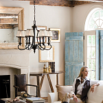 Люстра бронзового цвета с бежевыми абажурами из органзы в классическом стиле Hinkley варинант исполнения - 9 | Loft Concept в Новосибирске