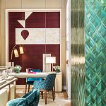 Обои ручная роспись в стиле Арт-деко Assemblage Original colourway on red silk dupion варинант исполнения - 3 | Loft Concept в Новосибирске