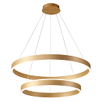 Люстра подвесная светодиодная с двумя золотистыми кольцами Диаметр 80 см Ring Horizontal варинант исполнения - 1 | Loft Concept в Новосибирске