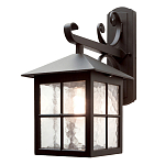 Настенный фонарь черного цвета в форме фонаря с решетчатым плафоном и фактурным стеклом Elstead Lighting варинант исполнения - 1 | Loft Concept в Новосибирске