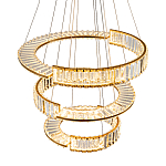 Светодиодная трехъярусная кольцевая люстра из хрусталя и стали с пультом для регулировки света Maude Crystal Light варинант исполнения - 3 | Loft Concept в Новосибирске