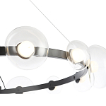 Люстра подвесная круглая с 12-ю прозрачными куполообразными плафонами и черным металлическим основанием Flos Wireline Lighting варинант исполнения - 5 | Loft Concept в Новосибирске