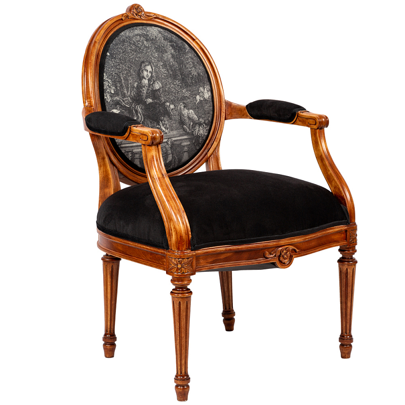 Кресло Marimon Armchair Left Черно-белый Коричневый в Новосибирске | Loft Concept 