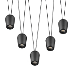 Подвесной светильник черными плафонами на длинных пересекающихся тросах Construction варинант исполнения - 3 | Loft Concept в Новосибирске