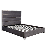 Кровать двуспальная серая с высоким мягким изголовьем Heart of the Bedroom варинант исполнения - 1 | Loft Concept в Новосибирске