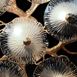 Потолочная люстра круглая ветвистыми бронзовыми элементами и стеклянными рифлеными дисками Textured Glass Chandelier варинант исполнения - 6 | Loft Concept в Новосибирске