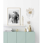 Бра золотого цвета с декоративными ветвями и прозрачными подвесками в форме листьев Droplet Chandelier варинант исполнения - 7 | Loft Concept в Новосибирске