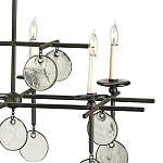 Люстра линейная черная с круглыми прозрачными подвесками  Horizontal Rectangular Chandelier варинант исполнения - 1 | Loft Concept в Новосибирске