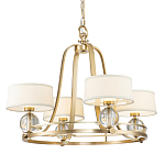 Люстра цвета латунь с 4-мя тканевыми абажурами и стеклянными шарами Quoizel варинант исполнения - 1 | Loft Concept в Новосибирске