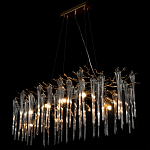 Люстра подвесная прямоугольная с бронзовыми акцентами и прозрачными стеклянными каплями Droplet Chandelier варинант исполнения - 4 | Loft Concept в Новосибирске