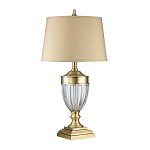 Настольная лампа со тканевым абажуром и прозрачным ребристым стеклянным основанием Quoizel варинант исполнения - 5 | Loft Concept в Новосибирске