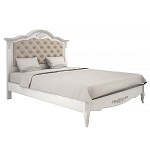 Кровать белая из массива бука с основанием и мягким изголовьем в стиле прованс White Provence варинант исполнения - 1 | Loft Concept в Новосибирске