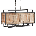 Люстра прямоугольной формы с чёрным каркасом и вставкой из плетеного материала Cage for Light варинант исполнения - 4 | Loft Concept в Новосибирске