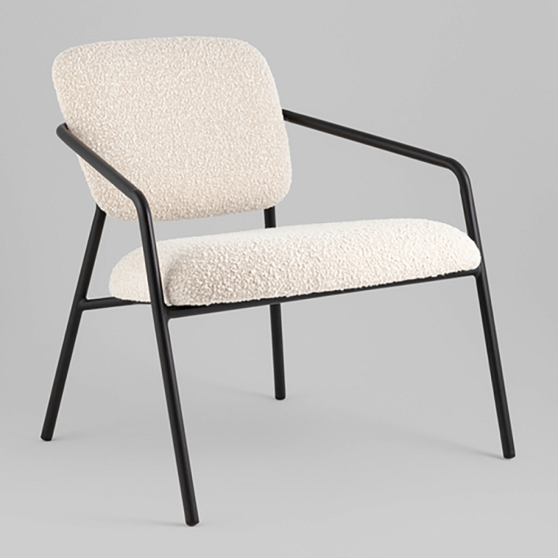 Кресло лаунж Rooney букле белый Белый Черный в Новосибирске | Loft Concept 