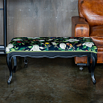 Банкетка из натурального бука черная с изображением птиц и цветов Blooming Birds варинант исполнения - 2 | Loft Concept в Новосибирске