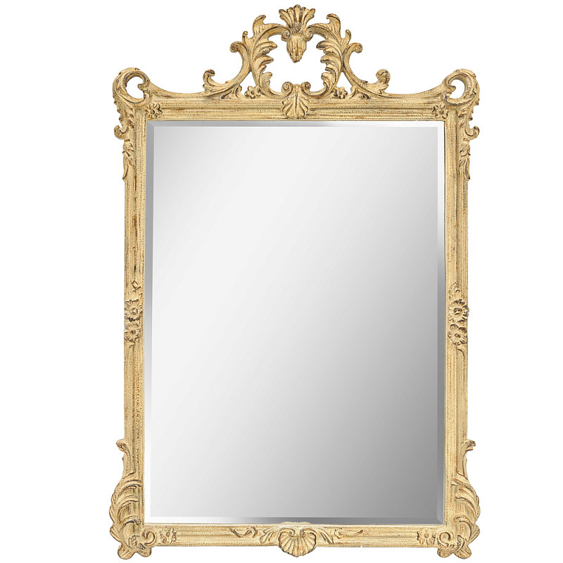 Зеркало настенное в раме бежевого цвета с эффектом старины Classic Ornament Mirror Бежевый Зеркало в Новосибирске | Loft Concept 