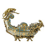 Чаша голубого цвета с оранментом и и бронзовыми фигурами леопардов Eden Garden варинант исполнения - 1 | Loft Concept в Новосибирске