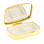 Таблетница карманная прямоугольная с 2-мя отделениями с зеркалом и накладкой из натурального камня Апатит Голубой Gold Stone Pillboxes варинант исполнения - 3 | Loft Concept в Новосибирске