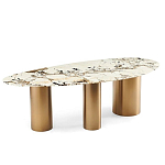 Обеденный стол с асимметричной столешницей на 3-х массивных золотых ножках Commonwealth Table варинант исполнения - 1 | Loft Concept в Новосибирске