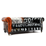 Диван Честерфильд граффити graffiti Orange Sofa натуральная кожа варинант исполнения - 1 | Loft Concept в Новосибирске