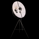 Торшер в виде прожектора с круглым тканевым абажуром на треноге черного цвета Radiance Éclat варинант исполнения - 1 | Loft Concept в Новосибирске