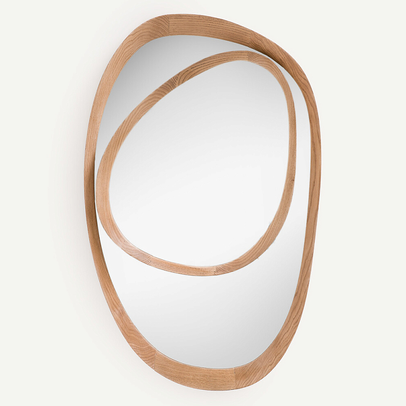 Ассиметричное зеркало в дубовой раме Infinity Symbol Светлый дуб в Новосибирске | Loft Concept 