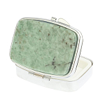 Таблетница карманная прямоугольная с 2-мя отделениями с зеркалом и накладкой из натурального камня Жадеит Silver Stone Pillboxes варинант исполнения - 2 | Loft Concept в Новосибирске