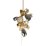 Люстра подвесная вытянутой формы с плафонами из стекла и металла с тремя вертикальными подвесками Gilded Mirage  варинант исполнения - 1 | Loft Concept в Новосибирске