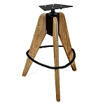 Барный стул со спинкой и металлической подставкой на 3-х деревянных ножках Горчичный Велюр Vendramin Chair варинант исполнения - 4 | Loft Concept в Новосибирске