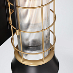 Настенный фонарь цилиндрической формы с рифленым стеклом в золотом каркасе на черном прямоугольном основании Eurofase варинант исполнения - 3 | Loft Concept в Новосибирске