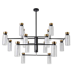 Люстра потолочная с 16-ю цилиндрическими плафонами из стекла и черным каркасом Noir Poise варинант исполнения - 1 | Loft Concept в Новосибирске