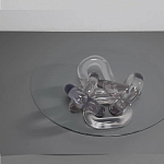 Дизайнерский журнальный стол с круглой прозрачной столешницей и основанием в виде цепи Hua Wang варинант исполнения - 2 | Loft Concept в Новосибирске