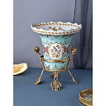 Ваза из голубого фарфора с рисунком птиц и цветов и декоративными элементами Blue Garden варинант исполнения - 6 | Loft Concept в Новосибирске