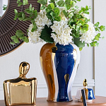 Ваза с крышкой и мазками синего и золого цвета на белом фоне Chinoiserie Ceramics варинант исполнения - 4 | Loft Concept в Новосибирске