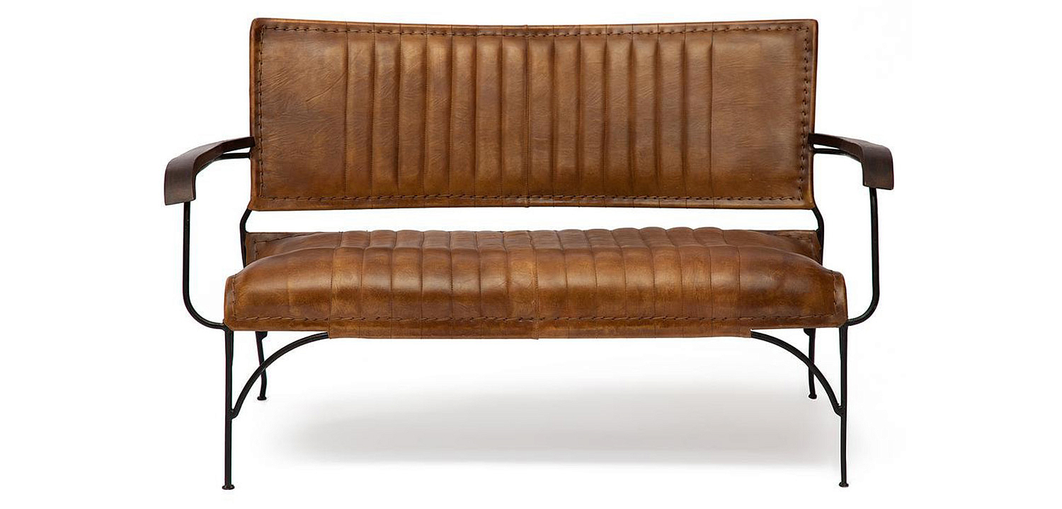 Диван-скамья из натуральной кожи Buffalo Leather Sofa two-seater Диван-скамья из натуральной кожи Buffalo Leather Sofa two-seater - Loft-Concept в Новосибирске